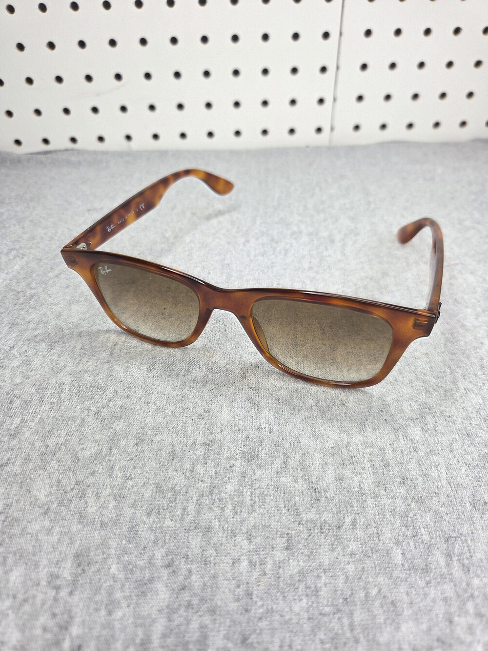 Ray-Ban RB4640-F Amber Tortoise Narrow Rectangular Sunglasses Made Italy
